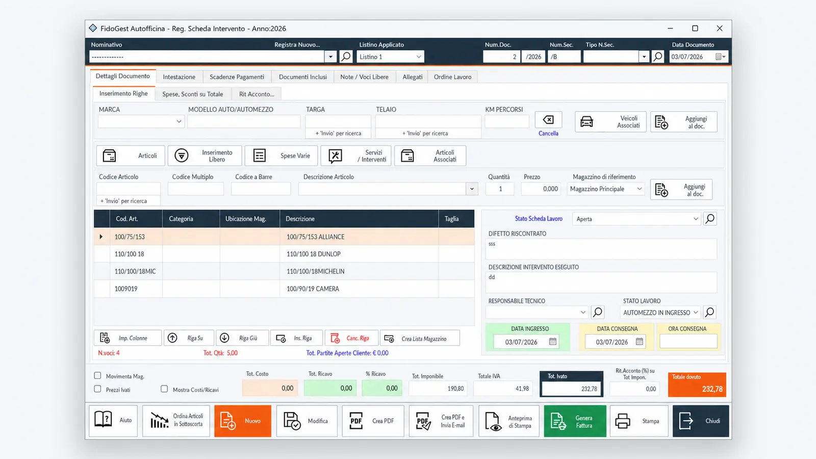 fidogest-autofficina-scheda-lavoro-web Scheda di lavoro del software gestionale Fidogest Autofficina